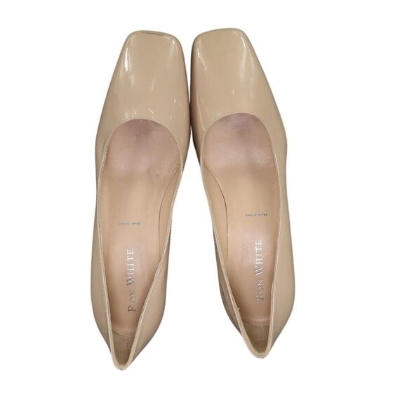 Ron White Shoes Womens 37 Pumps Square Toe Block Heel Patent Leather Lizbeth Tan - Picture 11 of 16